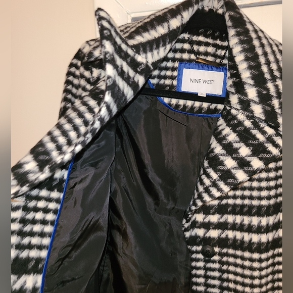 Nine West Notch Collar Walker Coat houndstooth jacket - Picture 3 of 6